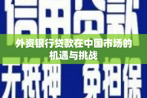林西外资银行贷款在中国市场的机遇与挑战